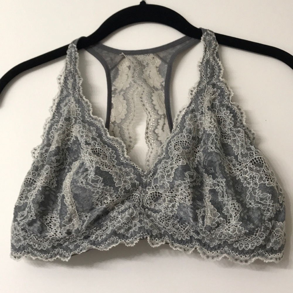 Felina Gray Two-Tone Lace Bralette